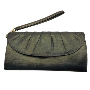 Style & Co VTG Y2K Evening Pleated Wristlet Clutch Green & Kiss Knob Coin Purse